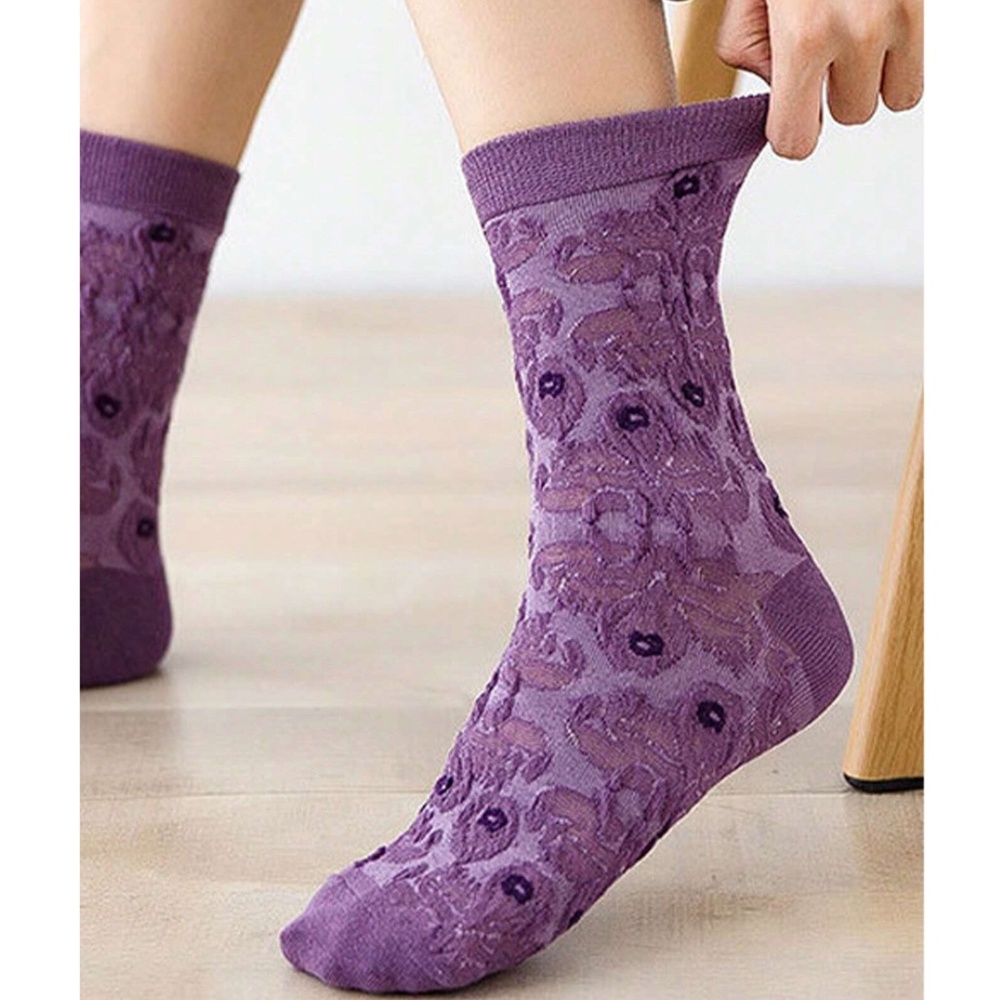 Colorful Floral Textured Socks Set - Picture 3 of 5